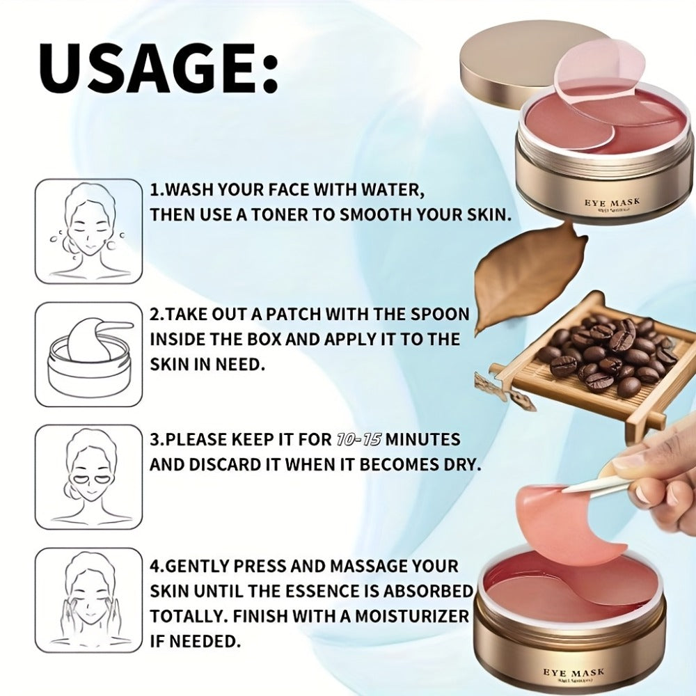 Caffeine Eye Masks 60 Pcs Under Eye Gel Pads – Hyaluronic Acid & Collagen for Dark Circles Puffiness & Fine Lines