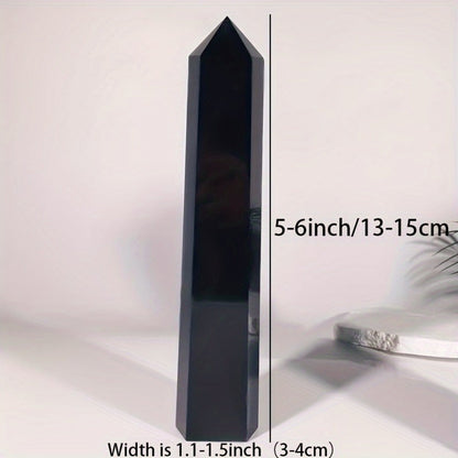 Black Obsidian Crystal Tower Natural Hexagonal Pillar Obelisk Generator for Home Decor Meditation Healing Crystal Feng Shui Office Holiday