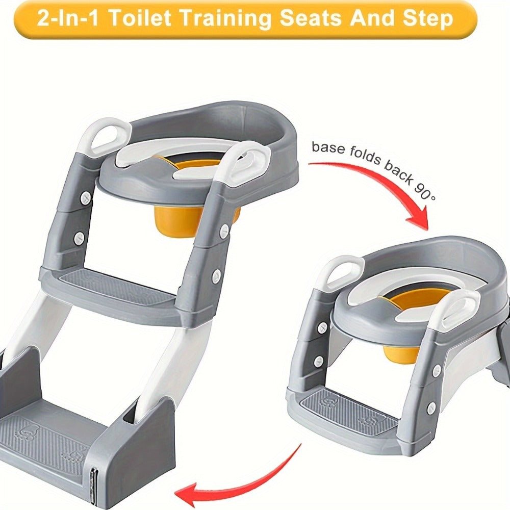Potty Training Seat with Step Ladder 2-in-1 Toddler Toilet Seat & Stool - Foldable Kids Potty Chair with Splash Guard