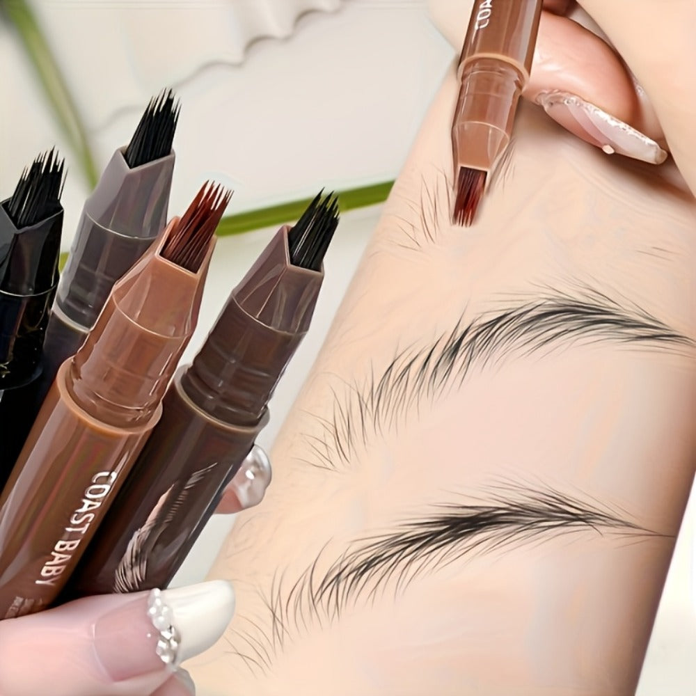 Two-Pack Multi-Fork Tip Eyebrow Pens with Capped Bodies, Approx. 11.3 cm Length and Four Color Label Options