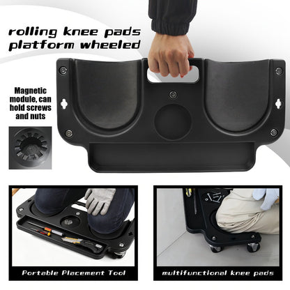 Rolling Knee Creeper Pad with Built-In Tool Tray – ABS High-Impact Frame, Cushioned Kneeling Pad for Car Repairs, Carpentry & Flooring