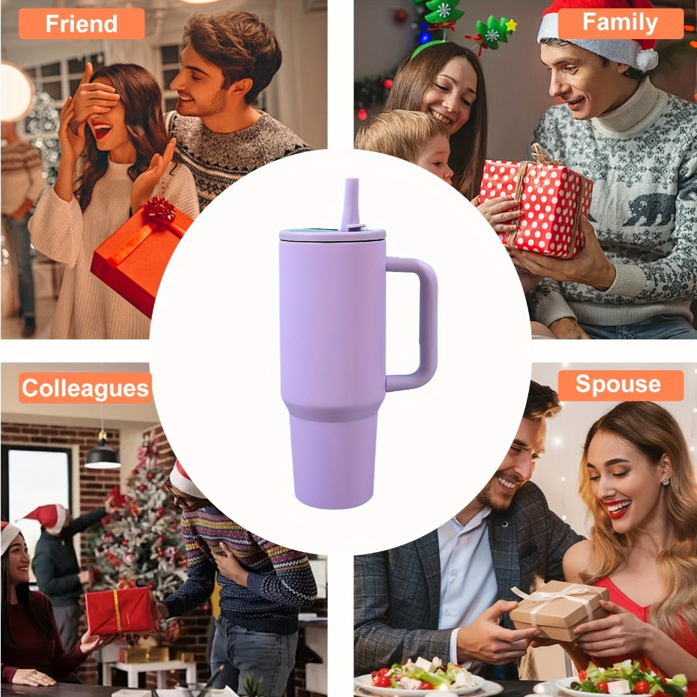 Insulated Tumbler, 40oz Stainless Steel Travel Cup with Lid, Foldable Straw and Six Color Options