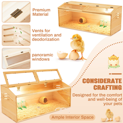 Brooder Box Kit 40x16x16 in for Chicks, Quail & Ducks, Indoor/Outdoor with Leg Stand, Sliding Door