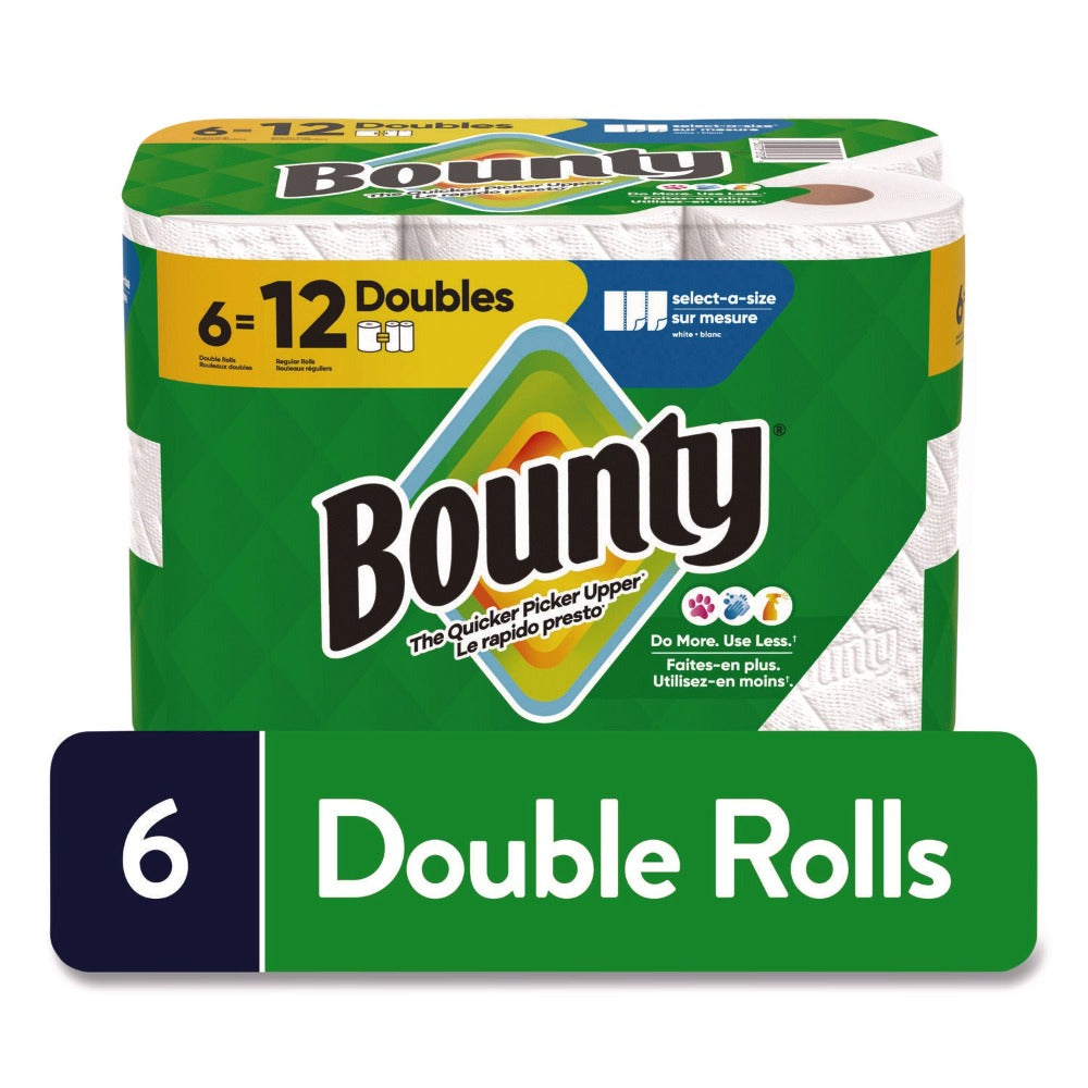 Bounty Select-A-Size Paper Towels 6 Double Rolls, 2-Ply 82 Sheets per Roll White Kitchen Paper Towel