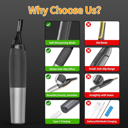 Rechargeable Eyebrow & Nose Ear Hair Trimmer for Men, Electric Detail Trimmer for Neckline Sideburns