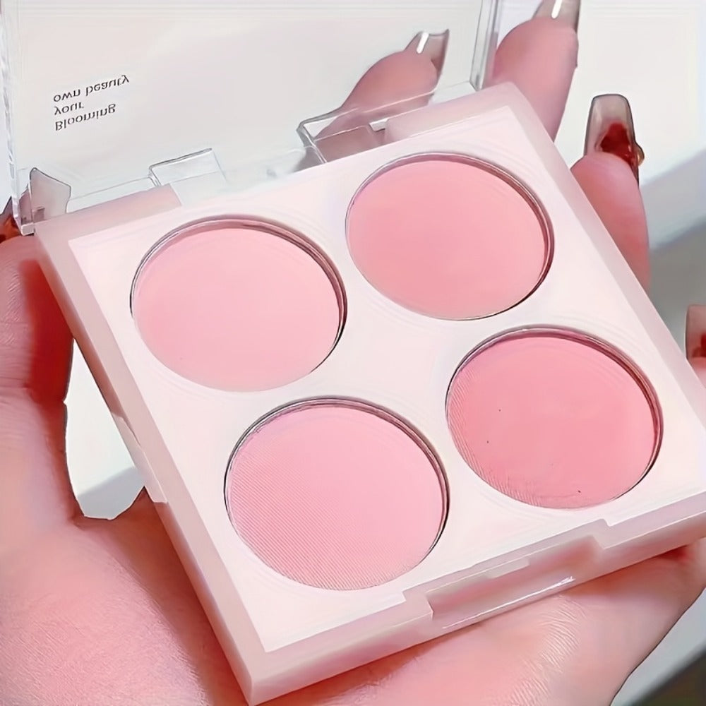 Blush Palette with Brushes Set 4-in-1 – Low Saturation Matte Powder Soft Gradient Finish, Buildable Coverage for Cheeks & Eyes