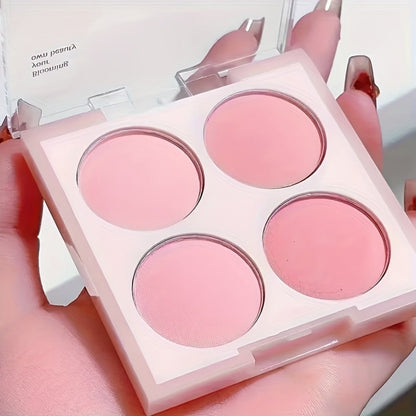 Blush Palette with Brushes Set 4-in-1 – Low Saturation Matte Powder Soft Gradient Finish, Buildable Coverage for Cheeks & Eyes