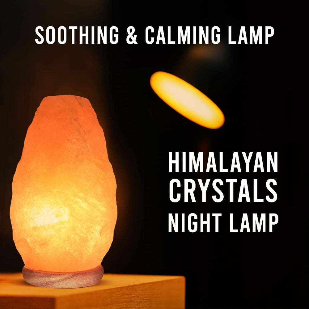 Himalayan Salt Lamp with Dimmer Touch Control, 5-Natural Pink Crystal, Wooden Neem Base, Ambient Amber Glow