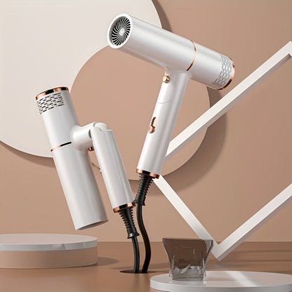 Foldable Hair Dryer with Storage Stand, Concentrator-Style Nozzle, Hot and Cold Air Labels and Four Colors