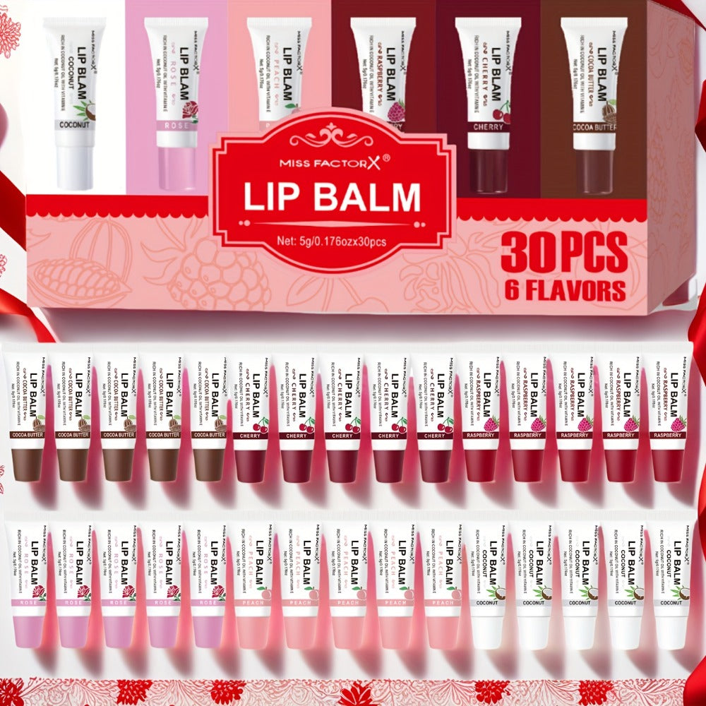 30-Piece Lip Gloss Gift Box Set, 6 Glossy Shades Waterproof Anti-Transfer Liquid Lipstick, High-Shine Lip Color for Women