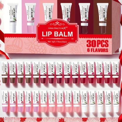 30-Piece Lip Gloss Gift Box Set, 6 Glossy Shades Waterproof Anti-Transfer Liquid Lipstick, High-Shine Lip Color for Women