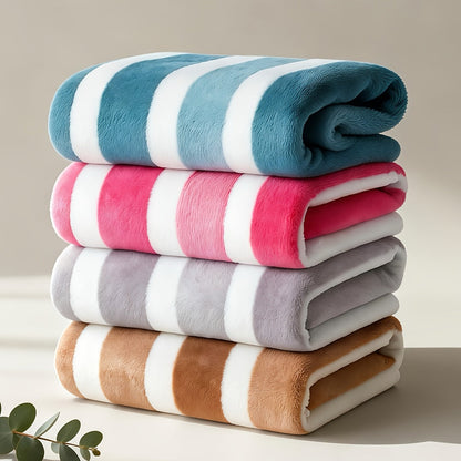 Bath Towels Set 1 or 4 Pack Microfiber Two-Color Striped Towels 27 x 55 Inch in Gray, Red and Green