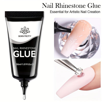 Rhinestone Glue Gel 2pcs Strong Bond 1.01oz Each – Professional Nail Charm Adhesive for 3D Gems, Crystals & Bling Decorations