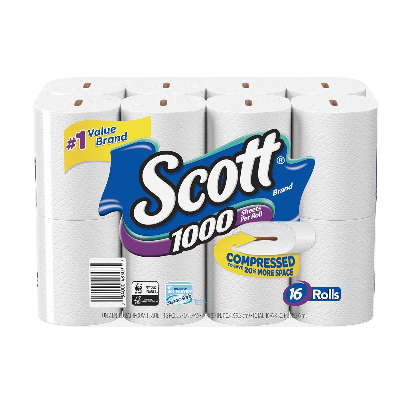 Toilet Paper 1000 Sheets Per Roll 18 Rolls – 1-Ply Bath Tissue Bulk Pack with Clog-Free Technology Long Lasting Rolls Dissolves Fast