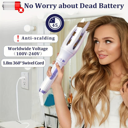 Automatic Hair Curler Rotating Barrel Electric Ceramic Tourmaline Curling Iron One-Button, for Home, Travel and Salon Hair Styling