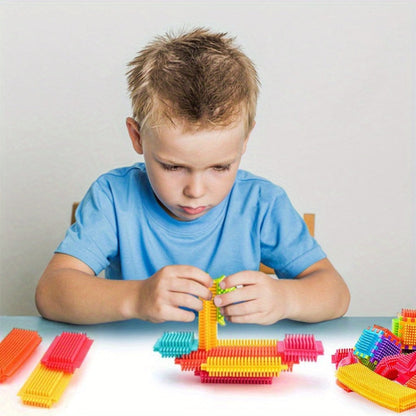 Hedgehog Bristle Blocks for Toddlers 150PCS, Interlocking Brush Building Set, Sensory STEM Learning Toy for Kids Ages 2 3 4 5