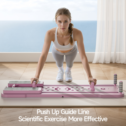 Portable Pilates Reformer Board 9-in-1 – Foldable Ab Wheel & Push-Up Workout Machine for Full Body Core Training