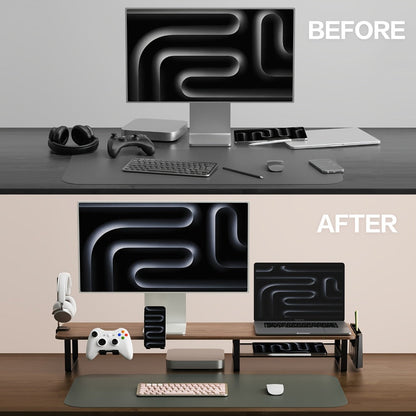 Monitor Stand Organizer with Headset Holder Phone Stand & Game Controller Holder, Versatile Desktop Riser for Computer Monitor Laptop
