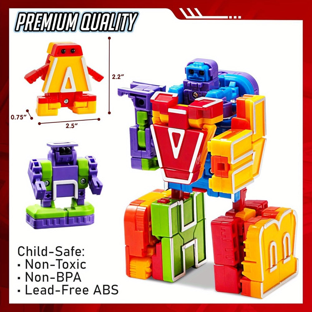 Alphabet Robot Toys for Kids Alphabots ABC Learning Letter Transform Robots, STEM Educational Toy for Boys & Girls Ages 3-8