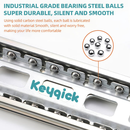 Full Extension Ball Bearing Drawer Slides 2-Pack in 10, 14 or 16-Inch Lengths for Kitchen, Dresser and Office Cabinets