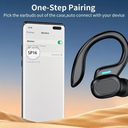 Wireless Earbuds Bluetooth 5.4 with LED Screen Case, Condenser Mic and Auto Pairing in Black