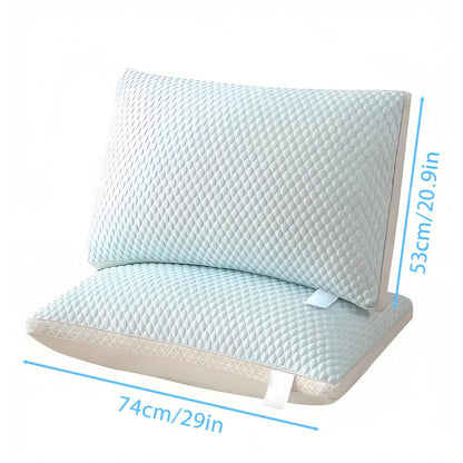 Cooling Contour Neck Pillow 2-Pack with Adjustable Filling, Breathable Fabric and Removable Washable Covers in Blue or Gray