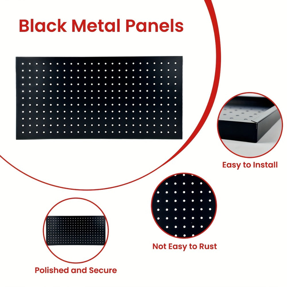 Metal Pegboard Wall Panels Garage Tool Storage Organizer Steel Peg Board Wall Mounted Workshop Shed Craft Room 2 Pack 4 Pack