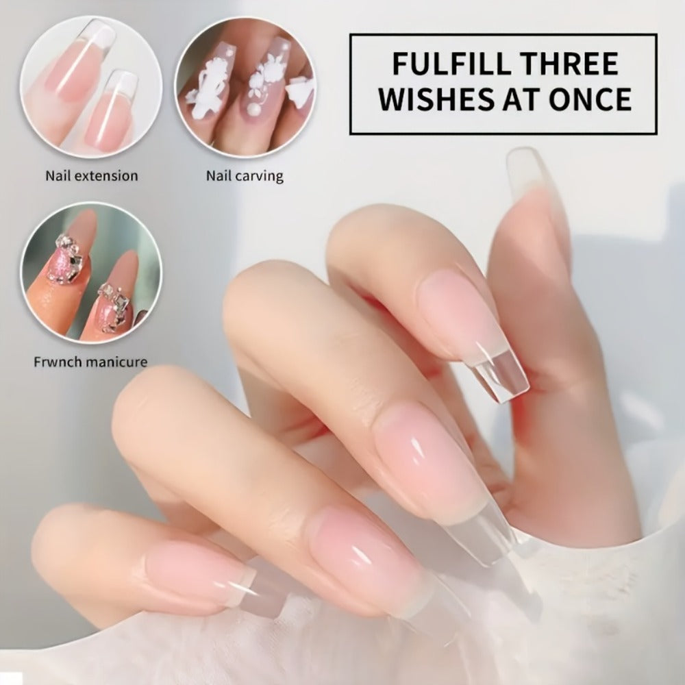 Acrylic Nail Kit NOCIS Clear, Pink and White Powder Set with Liquid Monomer, Five Brushes, File and Mixing Cup