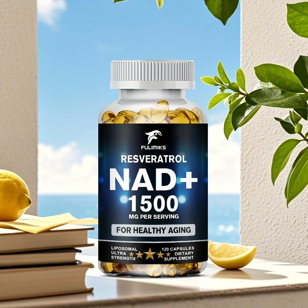 NAD+ Supplement Capsules with Resveratrol, Cellular Energy, & Daily Vitality Support for Women & Men