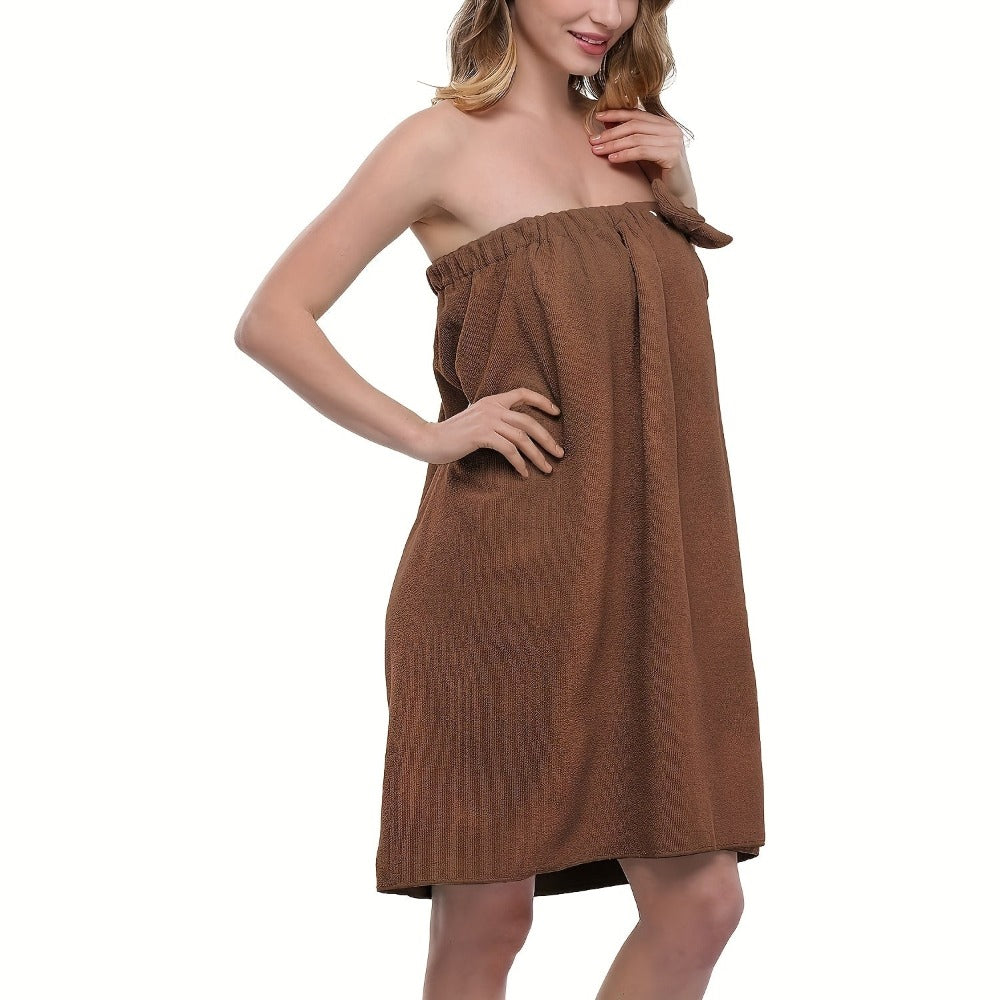 Women's Bath Wrap Towel Robe Adjustable Closure Spa Shower Body Wrap Microfiber for Entryways, Bedrooms and Living Spaces