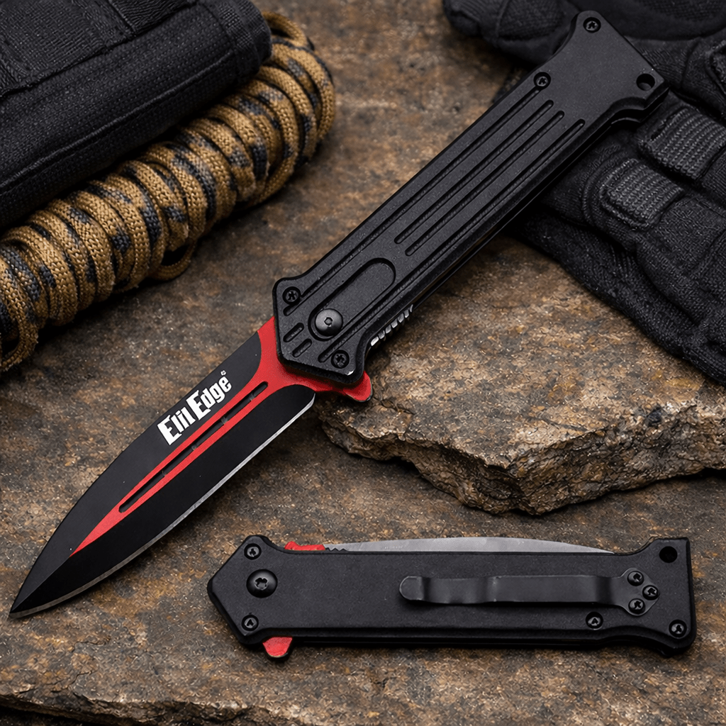 EDC Pocket Knife 440 Stainless Steel Blade – 8" Folding Knife with Aluminum Handle, Belt Clip & Liner Lock | Everyday Carry Tactical Knife