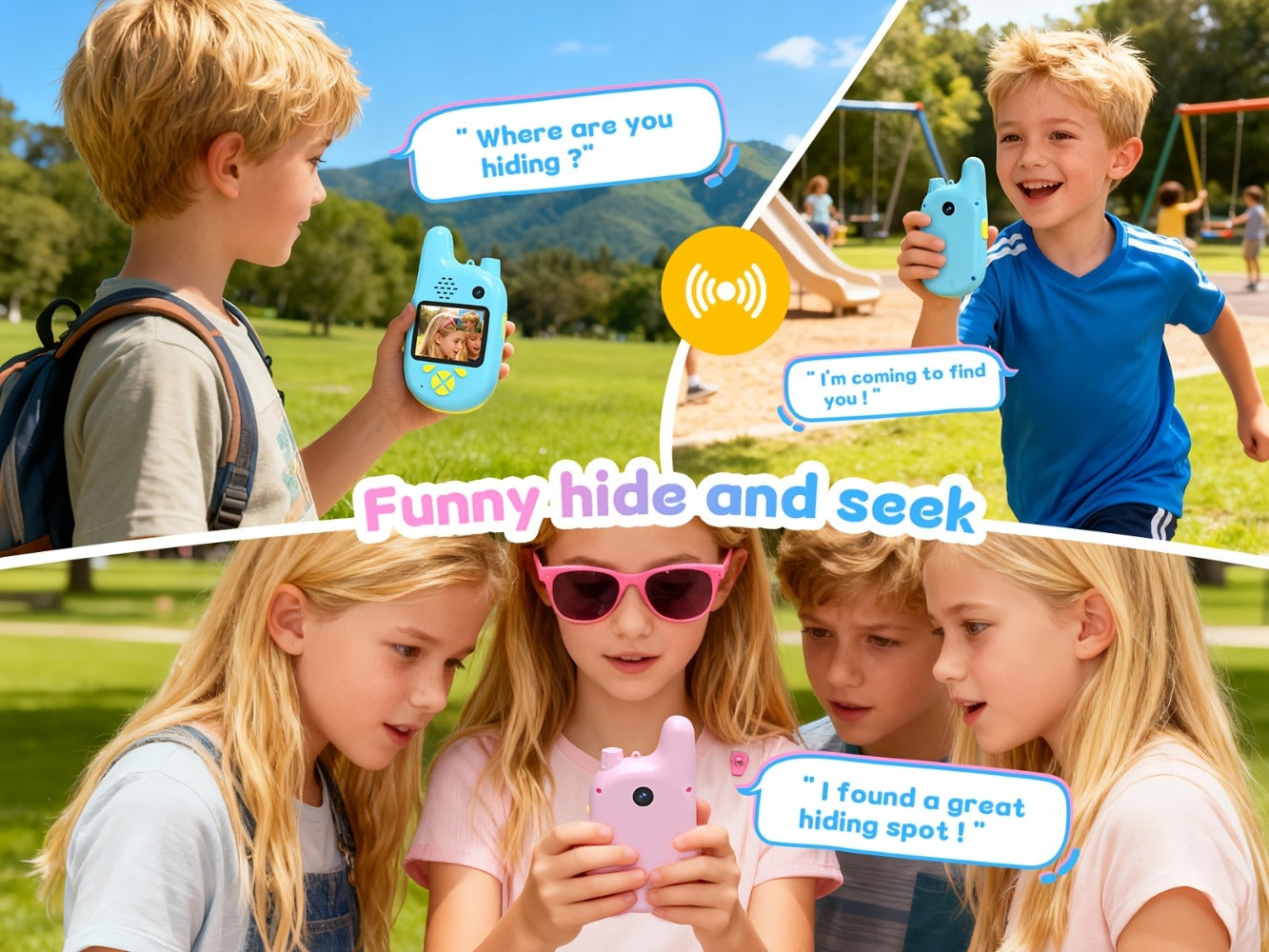 Kids Video Walkie Talkies 2 Pack with Video Call, Voice Changer & Dual Camera, Long Range Outdoor Toy