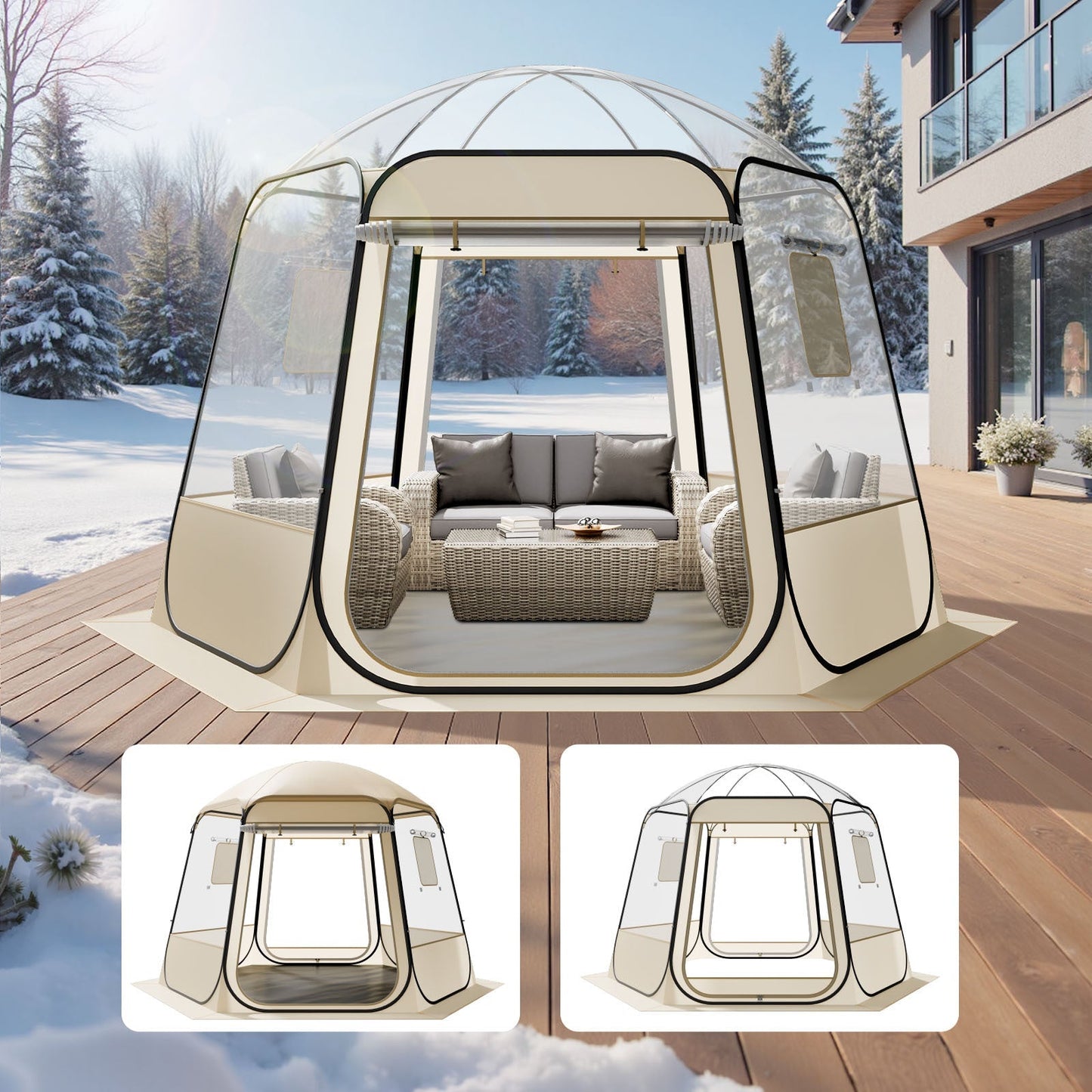 Pop Up Bubble Tent Clear Dome Tent 540° Panoramic Outdoor Shelter for Garden, Patio and Yard Use