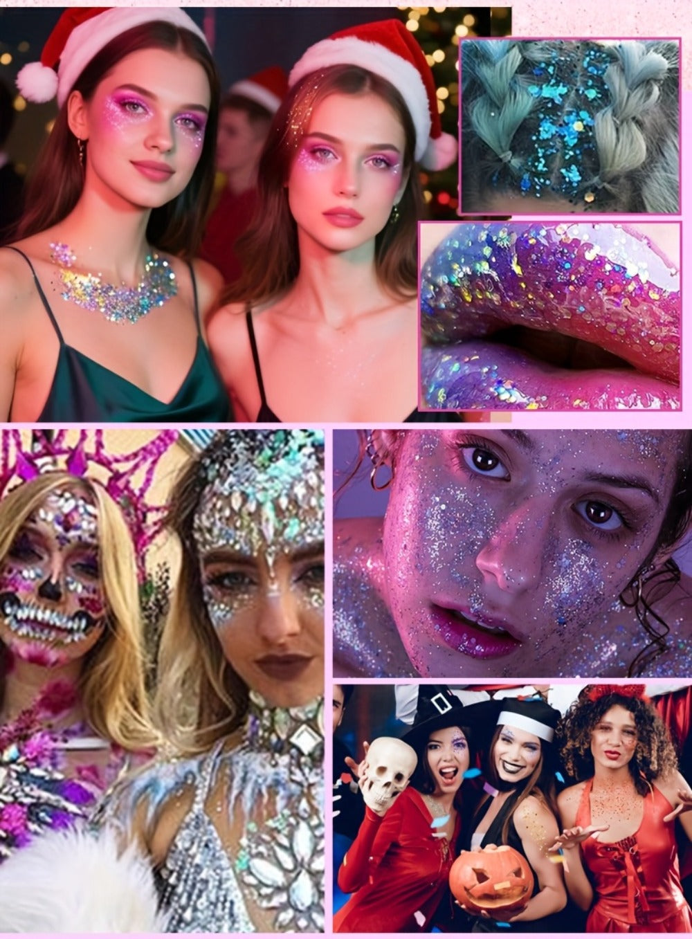 Holographic Glitter Gel Set 10 Colors Cosmetic Grade Face Body Makeup – Festival Rave Cosplay Anime
