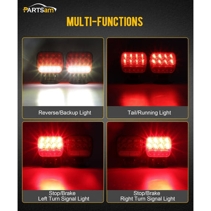 Wireless Magnetic LED Trailer Light Kit – 26 LED Towing Tail Light Stop Turn Brake Reverse, 7-Pin Plug 12-24V IPX5 Waterproof