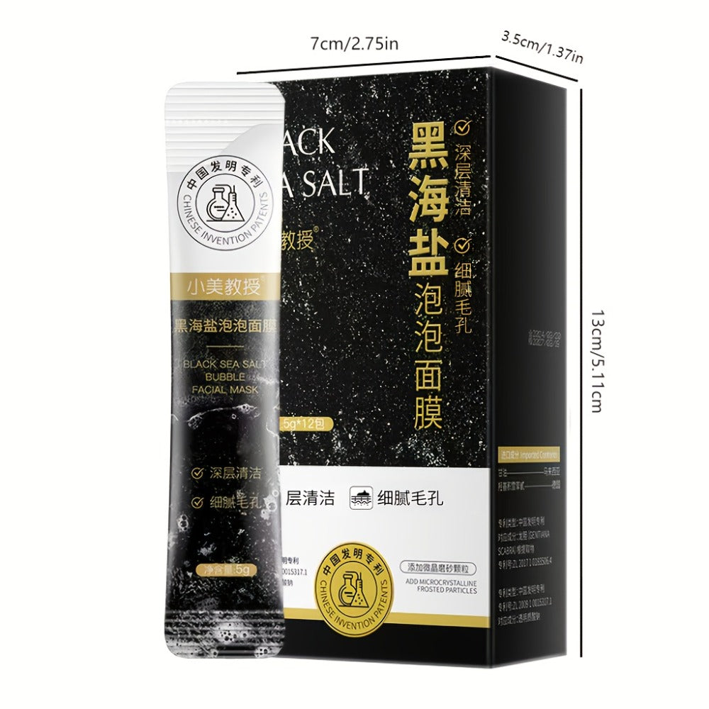 Face Mask, Black Sea Salt Bubble Single-Use Sachets, 5g Each with 12, 24 or 36-Packet Box Options