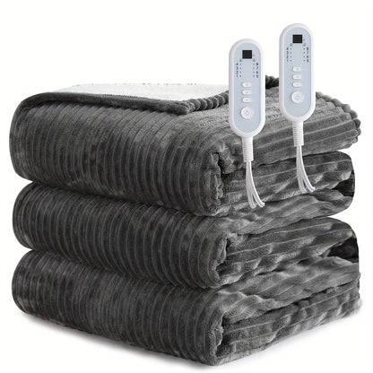 Electric Blanket with Temperature Control and Timer, Extra Large Flannel Heated Blanket, 8 Levels Auto-Off