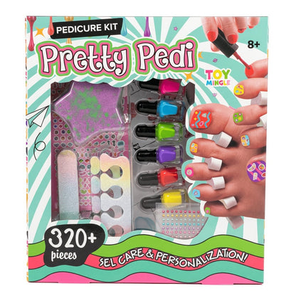 Pedicure Play Set for Girls 8+, 320+ Pieces Pretend Spa Kit with Colorful Nail Polishes & Stickers