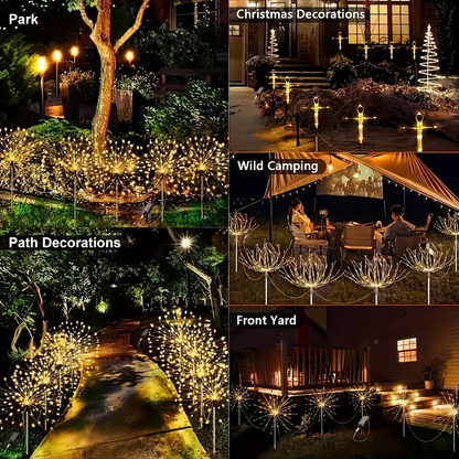 Solar Garden Lights Dandelion Firework Stakes with Remote, 540/1080 LEDs, 8 Modes and 6/12 Packs