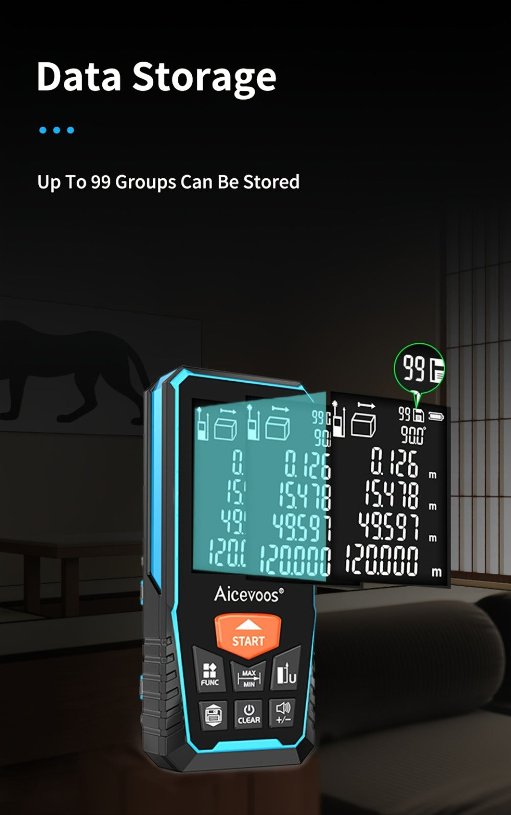 Laser Distance Meter Green Beam Digital Rangefinder 50M 70M 100M 120M Laser Tape Measure for Entryways, Bedrooms and Living Spaces