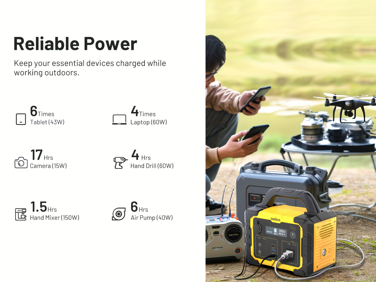 Portable Power Station 294Wh 300W with 600W Peak, Eight Outputs, AC, DC, USB-C and LED Light