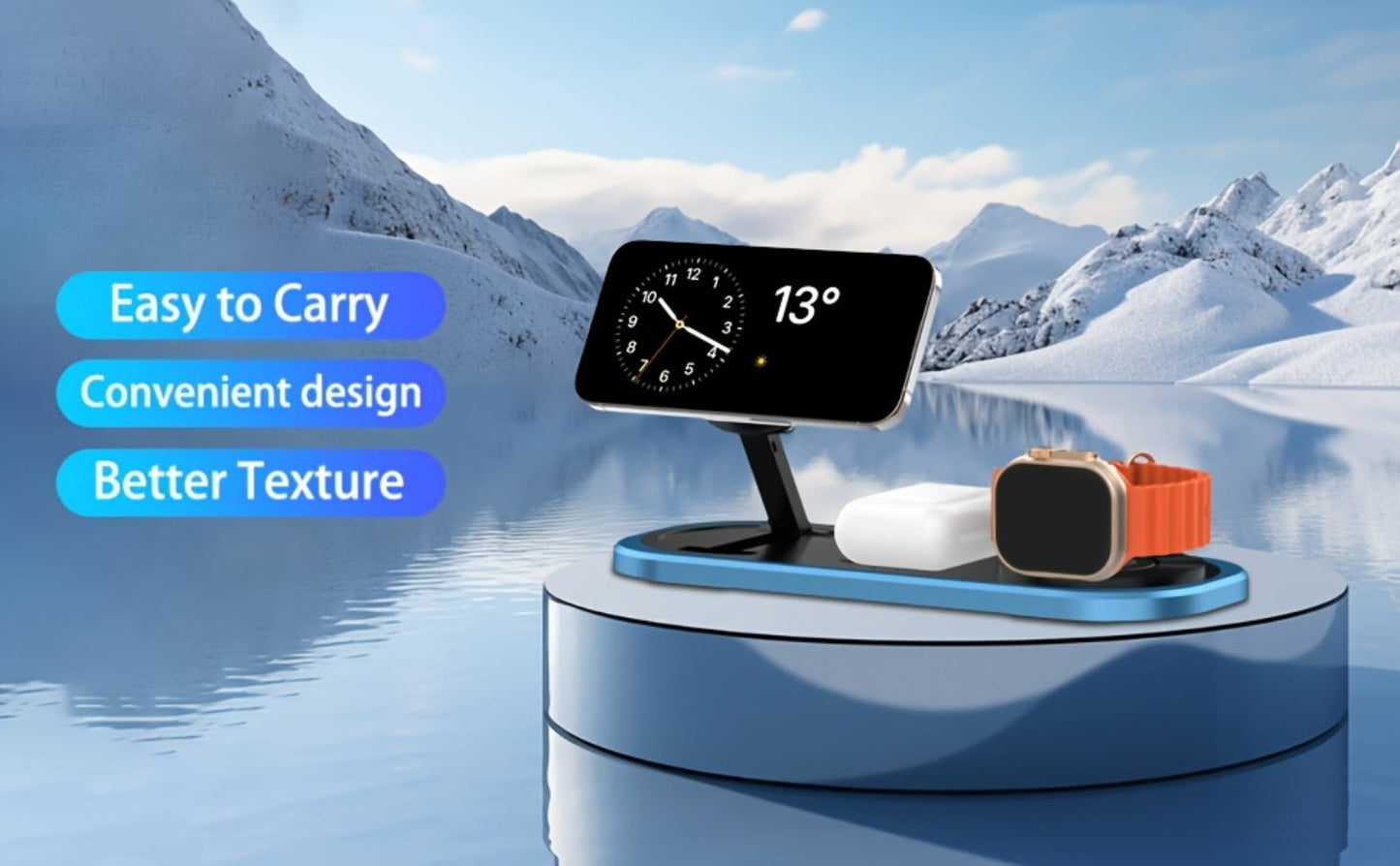 Wireless Charging Station, Foldable 3-in-1 15W Pad for iPhone, Samsung Galaxy, Apple Watch and AirPods Models