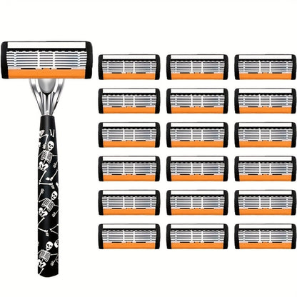 Safety Razor for Men 7-Layer Progressive Blades – Non-Slip Stainless Steel Handle Classic Double Edge Razor for Beard & Mustache Grooming