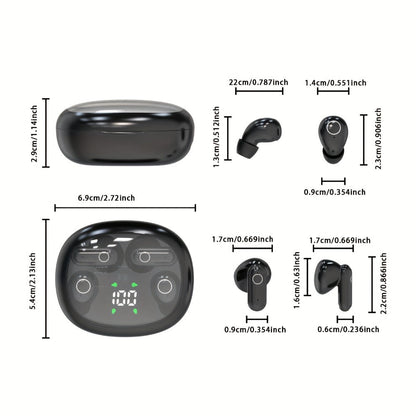 Four-Earbud Wireless Set with Two In-Ear Styles, Digital Charging Case and Three Color Options