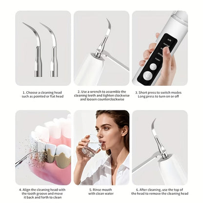 Interdental Cleaner Rechargeable USB Oral Irrigator, 5-Speed Settings, LED Light, Portable Water Flosser for Plaque Removal
