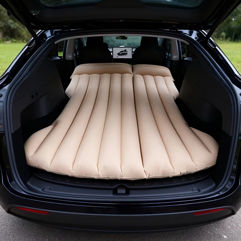 Inflatable Car Bed SUV Air Mattress – Flocked RV Camping Mattress 75"x51" with Storage Bag & Repair Kit | Black, Gray, Beige, Brown