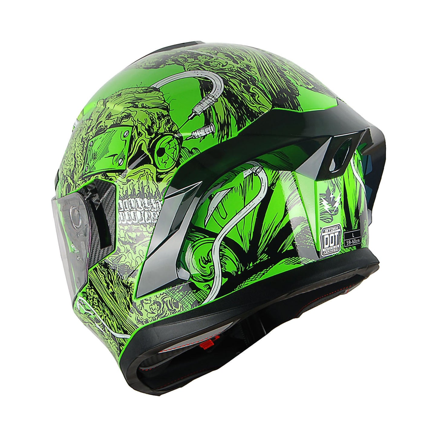 Motorcycle Helmet Full-Face Dual-Visor Shell with Clear Outer Shield, Smoked Inner Visor, Nine Colors and S-XL Sizes