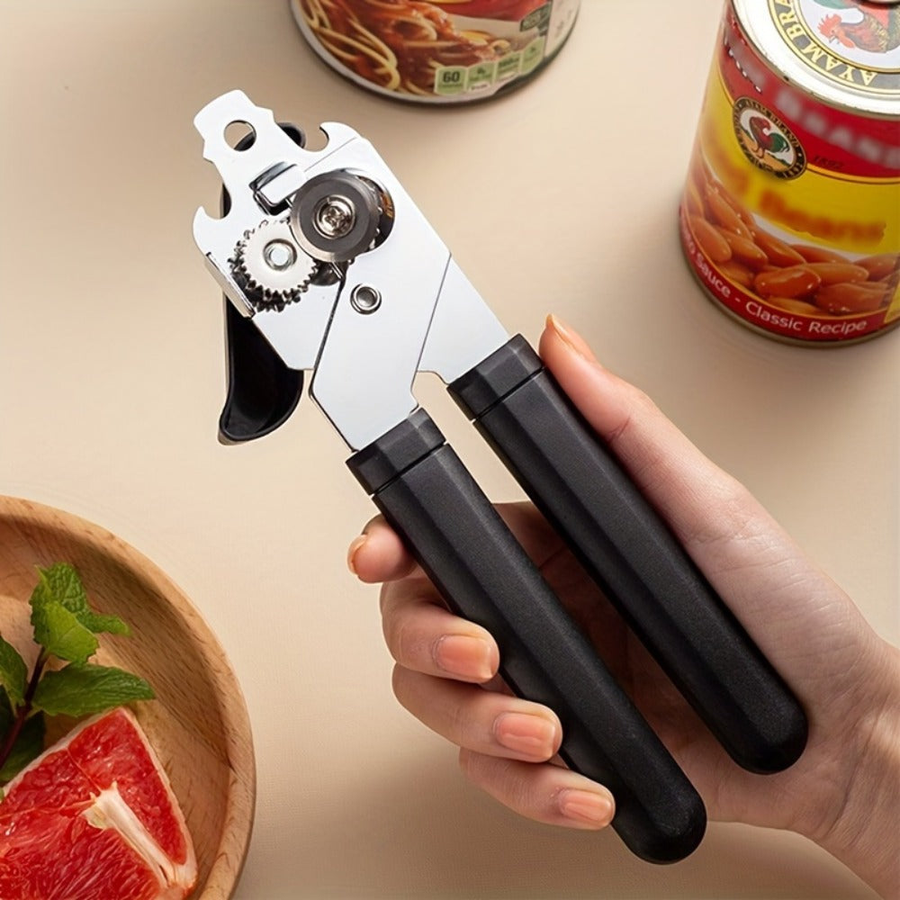 Can Opener 3-in-1 Stainless Steel Manual Can Opener with Smooth Edge Bottle Opener Handle for Home Cooking, Dining and Outdoor Meals
