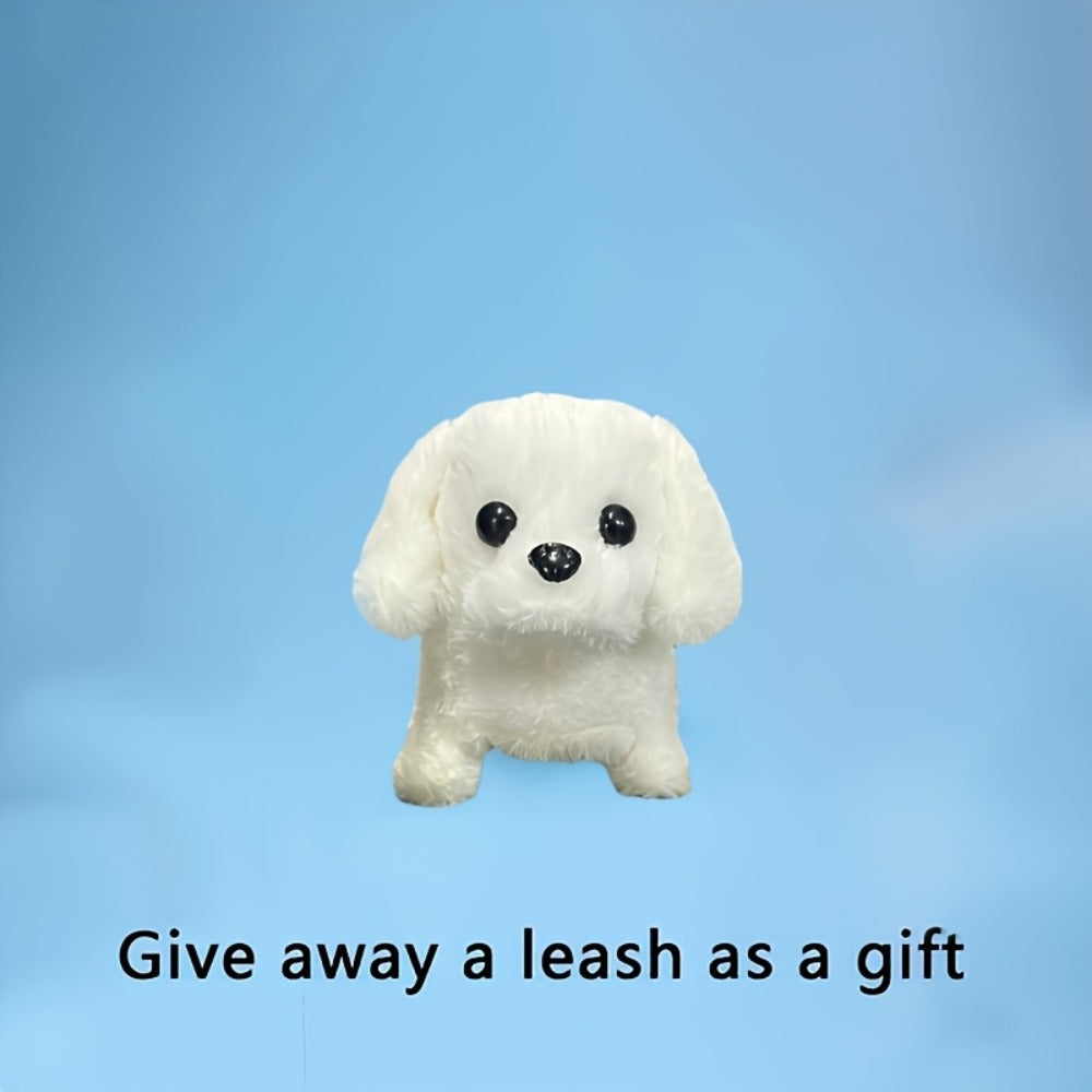 Walking Barking Robot Dog Toy for Adults Teens, Plush Biomimetic Puppy with Expressive Eyes, One-Button Control