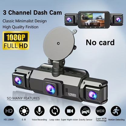 1080P-Labeled Dash Camera with Three- or Four-Lens Options, Screen, G-Sensor and WiFi/32GB Bundle